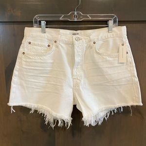 Agolde white denim cutoff shorts